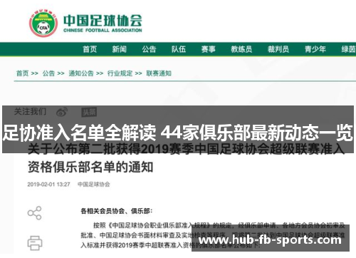 足协准入名单全解读 44家俱乐部最新动态一览
